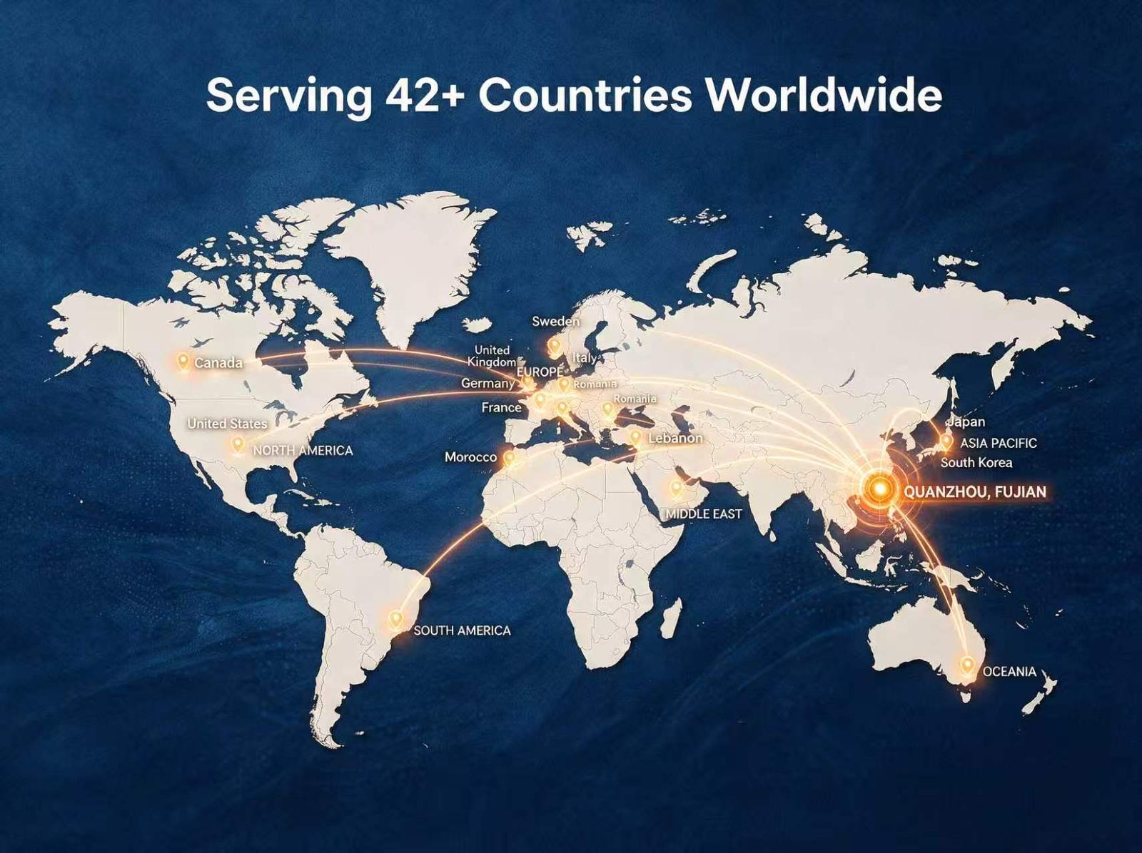Apexstone Group global presence — serving 42 countries worldwide
